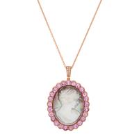MOTHER-OF-PEARL, PINK SAPPHIRE AND DIAMOND PENDANT/NECKLACE