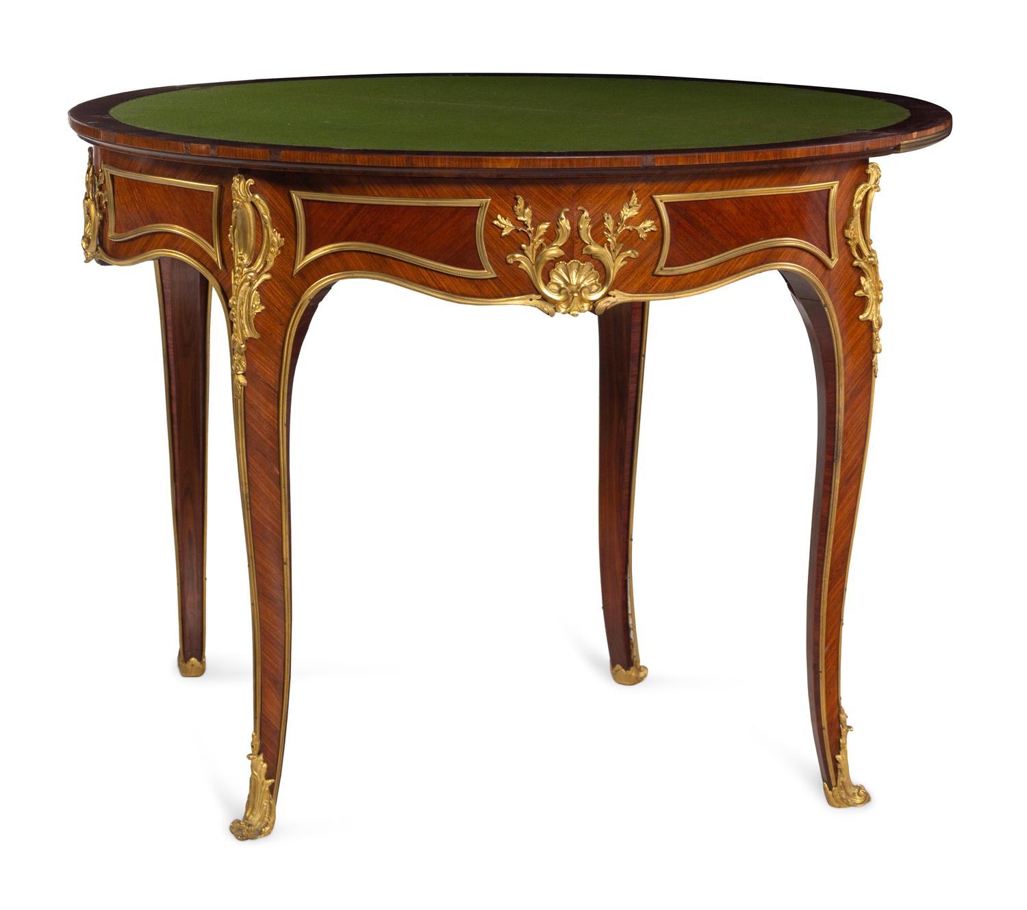 A Louis XV Style Gilt Bronze Mounted Kingwood Flip-Top Table by François Linke
