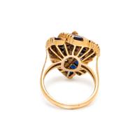 SYNTHETIC SAPPHIRE AND DIAMOND RING
