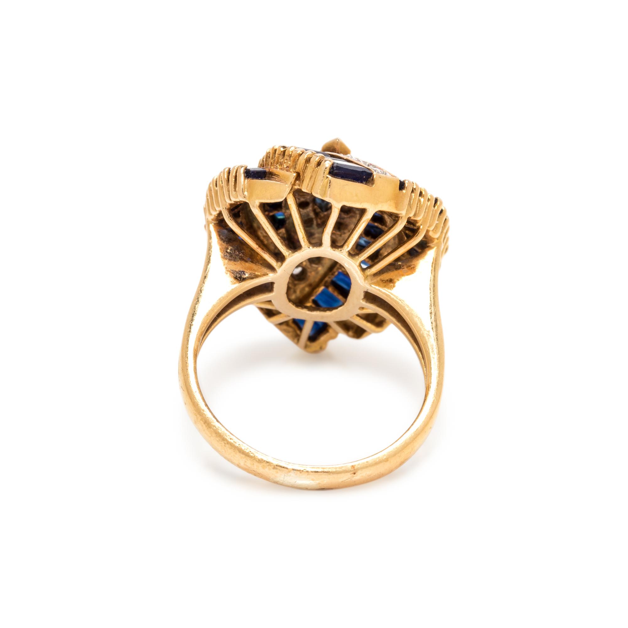 SYNTHETIC SAPPHIRE AND DIAMOND RING