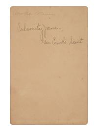 [WESTERN AMERICANA]. WILSON, photographer. Cabinet card featuring Calamity Jane. Chicago, ca 1880s-90s.