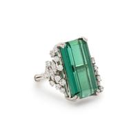 GREEN TOURMALINE AND DIAMOND RING