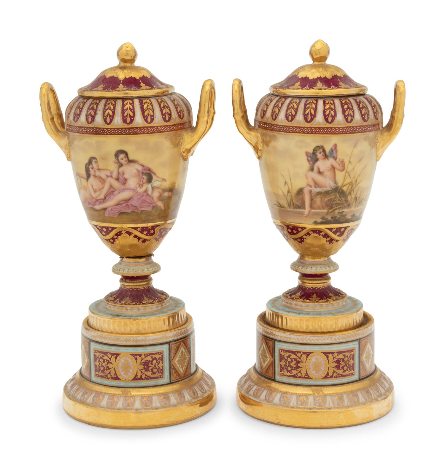 A Pair of Vienna Porcelain Urns