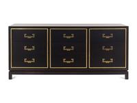 A Contemporary "Hollywood Regency" Style Brass Mounted Ebonized Chest of Drawers
