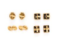 COLLECTION OF YELLOW GOLD AND GEMSTONE CUFFLINKS