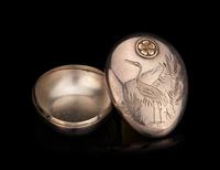 A Japanese Silver Oval Bonbonnière