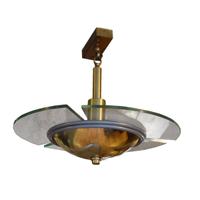 A Set of Eight Brass and Glass Light Fixtures 16" W x 18" D x 16" H — France, Mid-20th Century