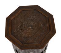 A Moroccan Bone Inlaid Walnut Hexagonal Side Table