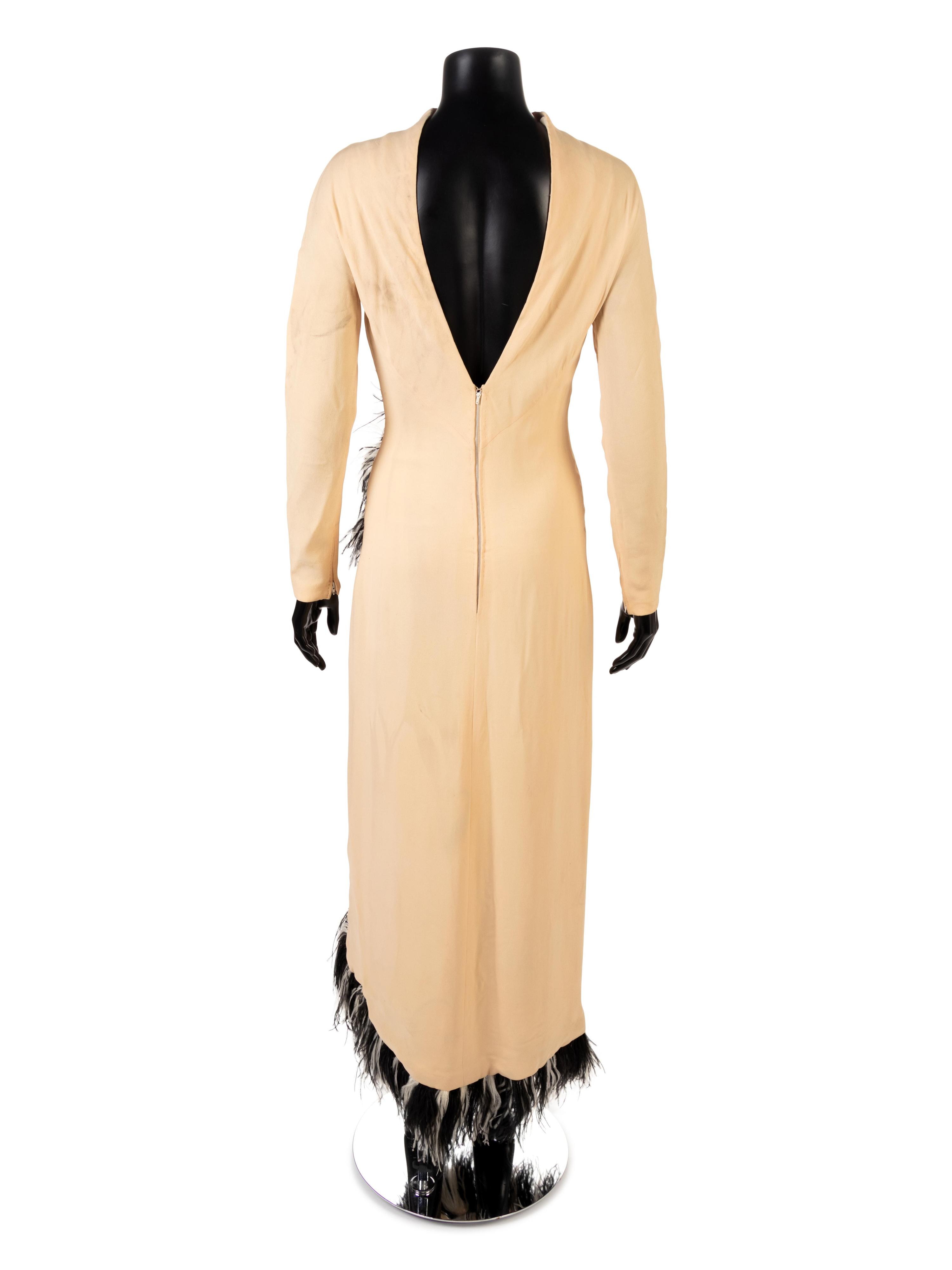 Valentino Evening Dress with Feather Trim, 1970-90s