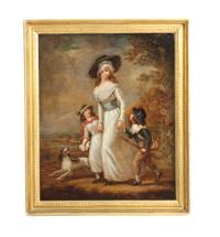 English School, Manner of Francis Wheatley, Mother and children with dog