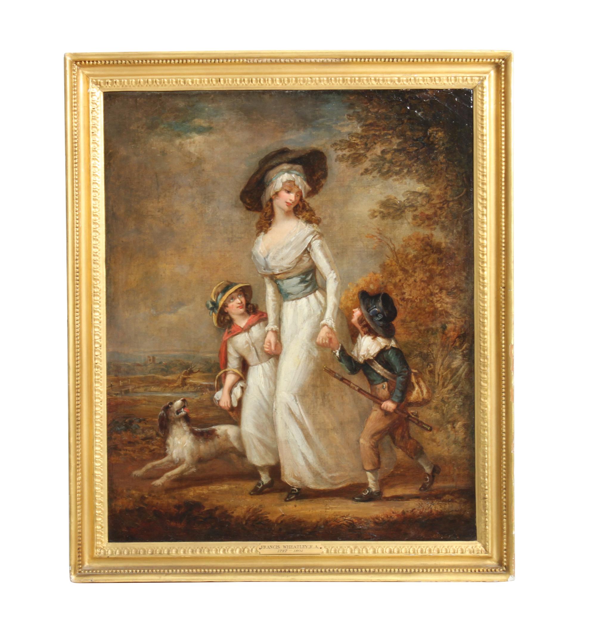 English School, Manner of Francis Wheatley, Mother and children with dog