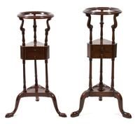 Two English Mahogany Wash Stands Height 31 1/2 x diameter 17 inches. — 20TH CENTURY