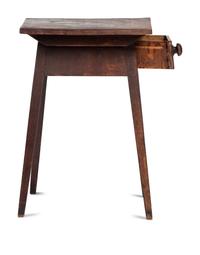 A Country Federal Brown Painted Maple One-Drawer Splayed Leg Work Table