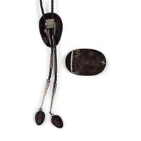 Silver and Turquoise Channel Inlay Belt Buckle and Matching Bolo Tie