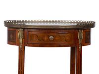 A Louis XV Style Marquetry Marble-Top Table en Chiffonier