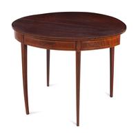 A Federal Inlaid and Figured Mahogany Demilune Game Table