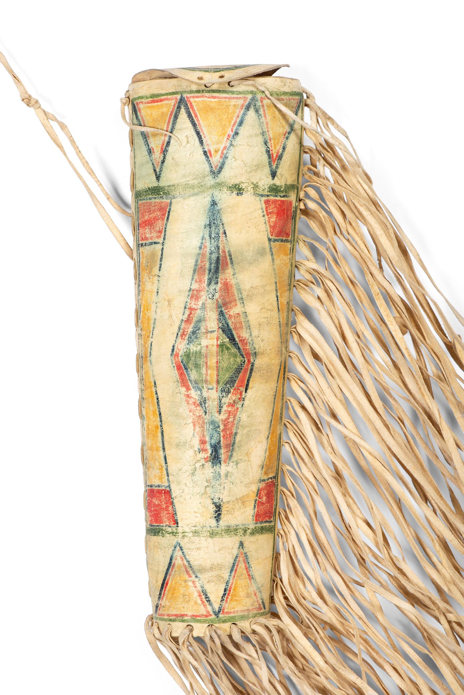 Plains Painted Parfleche Cylinder