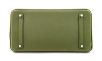 An Hermès Olive Green Togo 35cm Birkin, 11" H x 14" W x 7.5" D; Handle drop: 4.25".