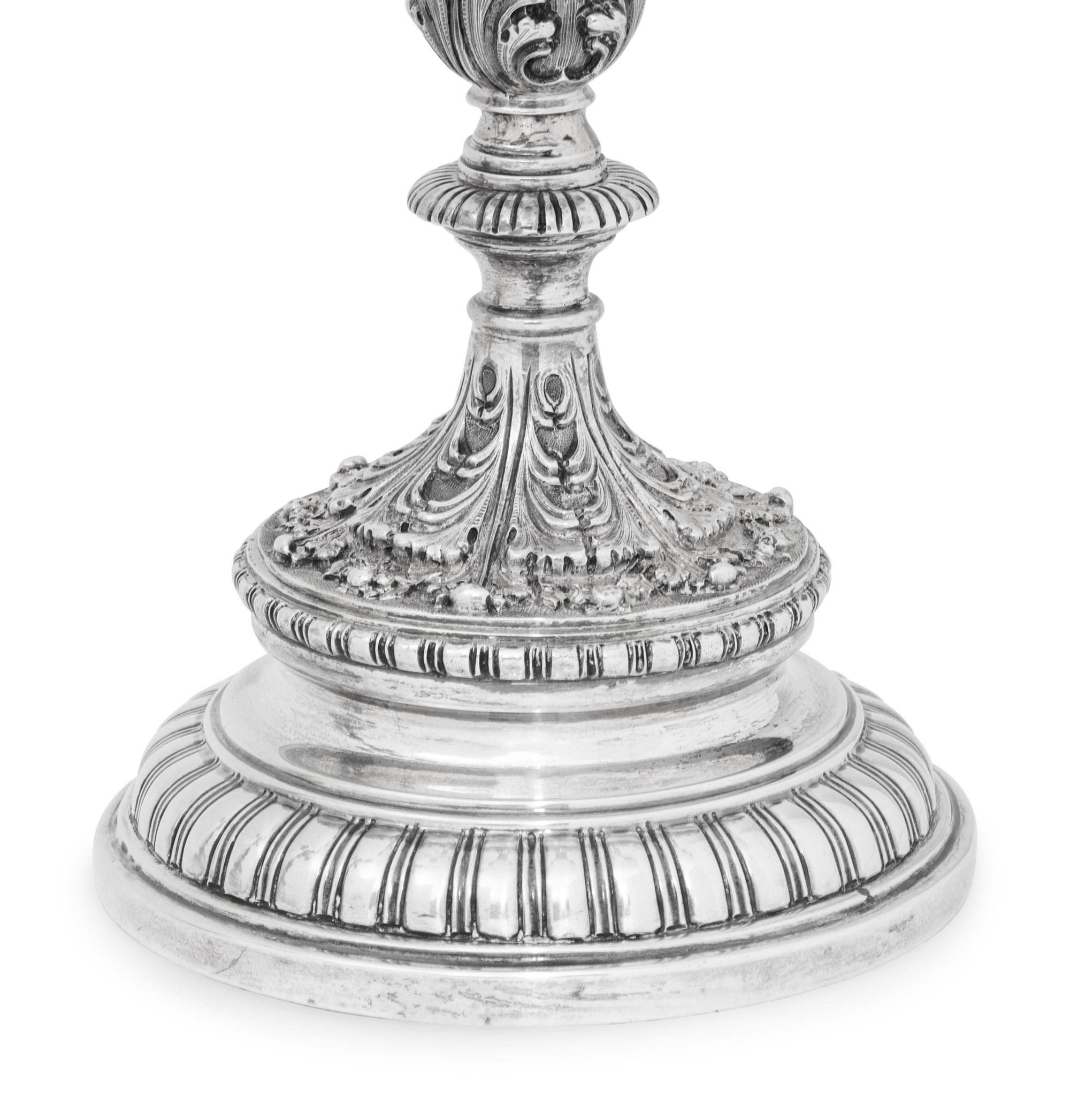 A Pair of Buccellati Silver Candlesticks