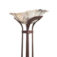 An Art Deco Style Hammered Metal and Alabaster Floor Lamp