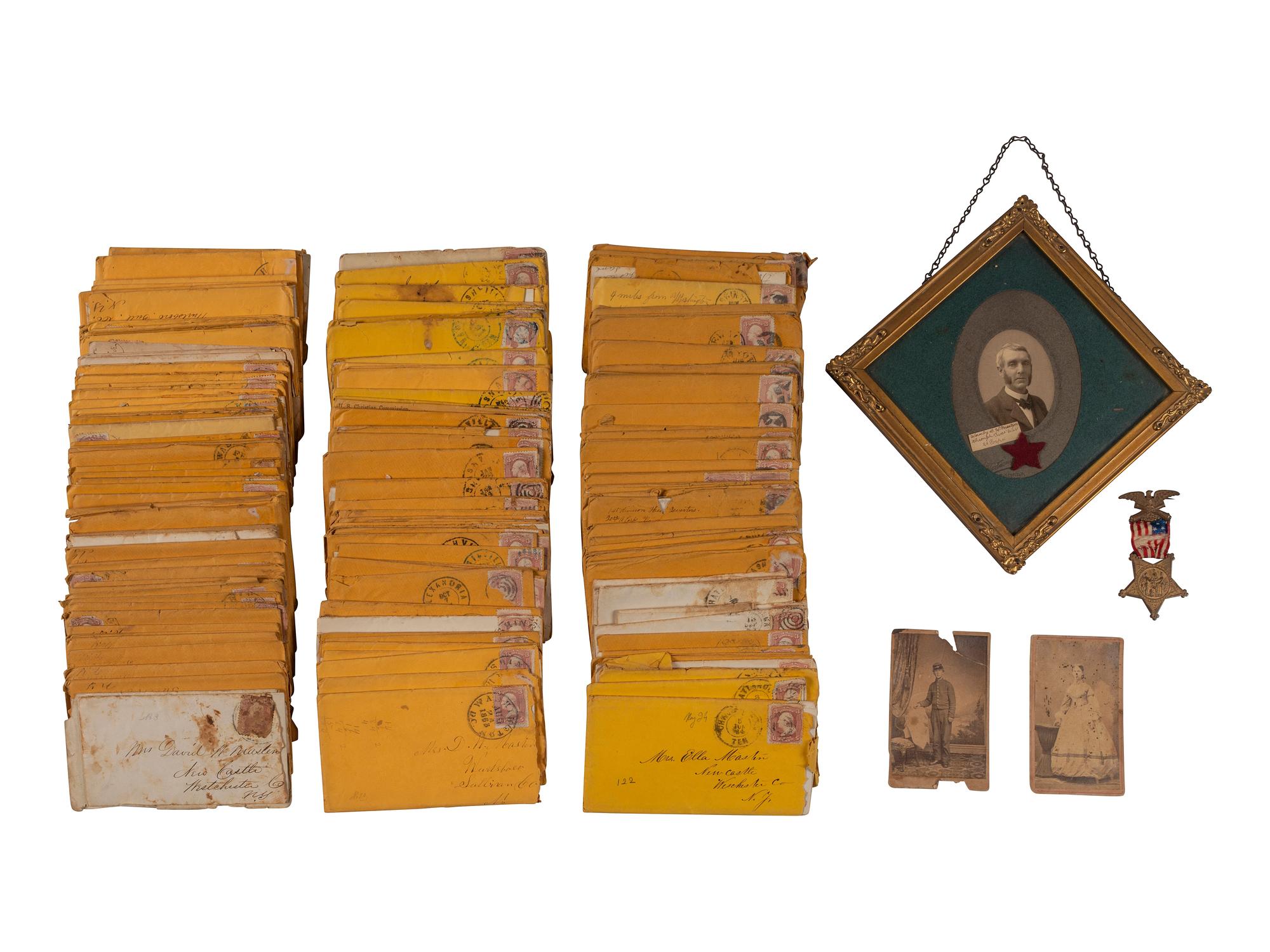 [CIVIL WAR]. Extensive letter archive of Private David W. Masten, Co. E, New York 143rd Infantry, musician, private, and member of the Ambulance Corps.