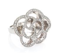 An 18 Karat White Gold and Diamond Floral Motif Ring, 12.15 dwts.