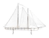 A Chromed Metal Wirework Sculpture of a Sailboat