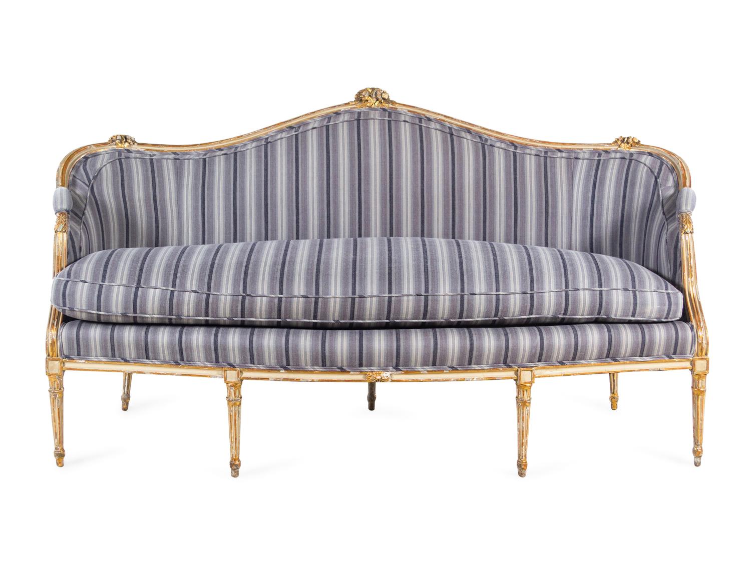 A George III White-Painted and Parcel Gilt Settee