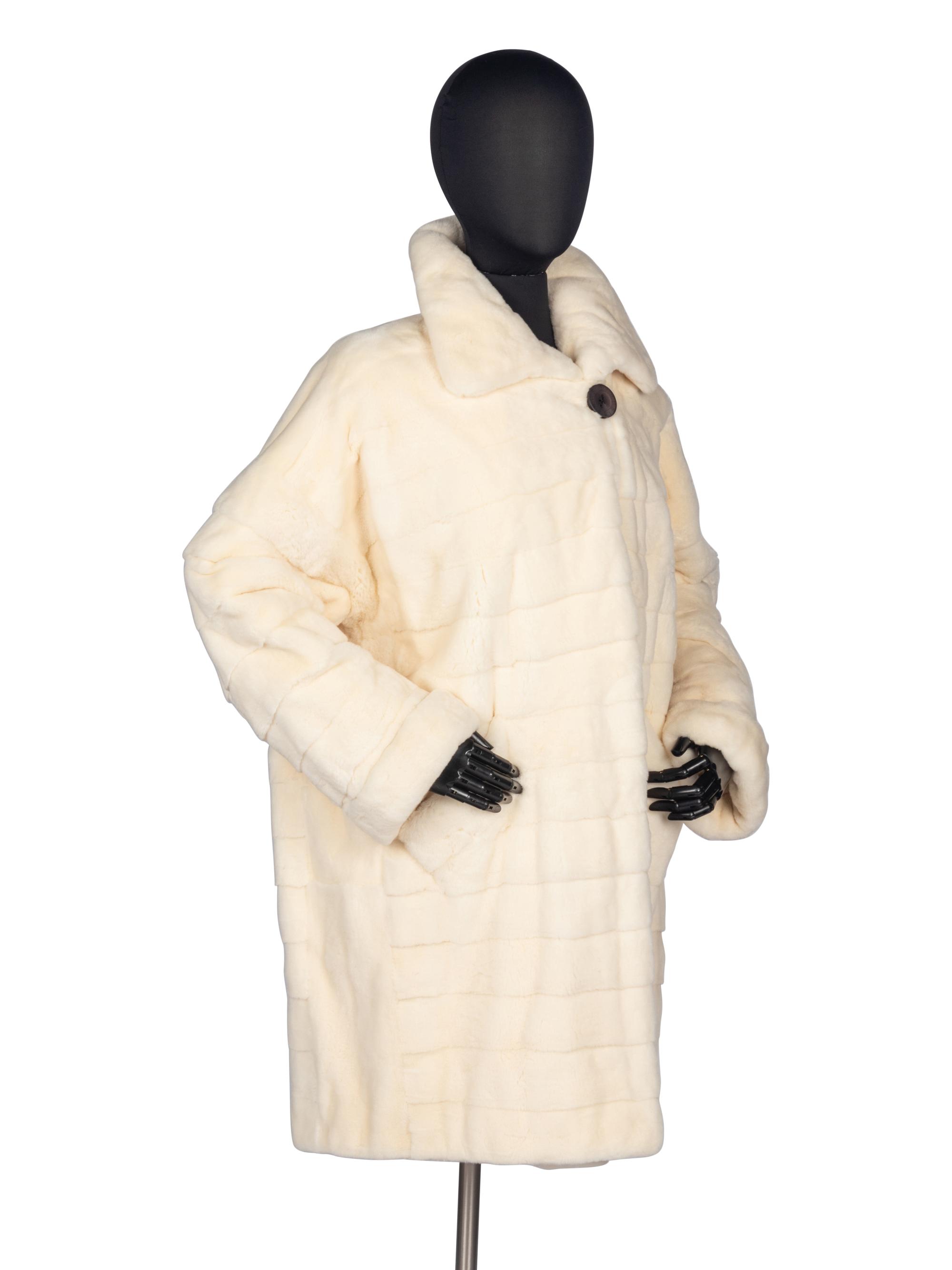 Bisang White Sheared Mink Coat