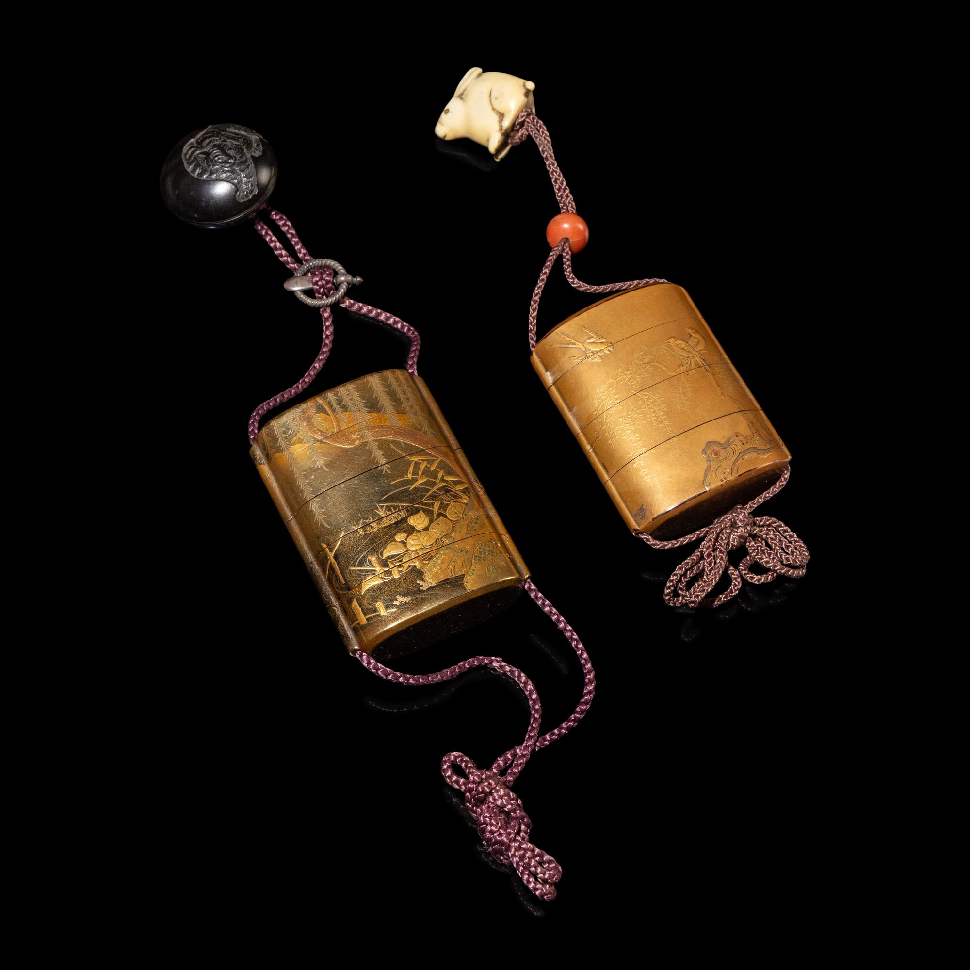 Two Japanese Gold Lacquer Inro, Meiji Period — 日本明治時代 蒔繪印籠兩件