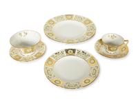 A Royal Crown Derby Porcelain Dinner Service in the Green Derby Panel Pattern