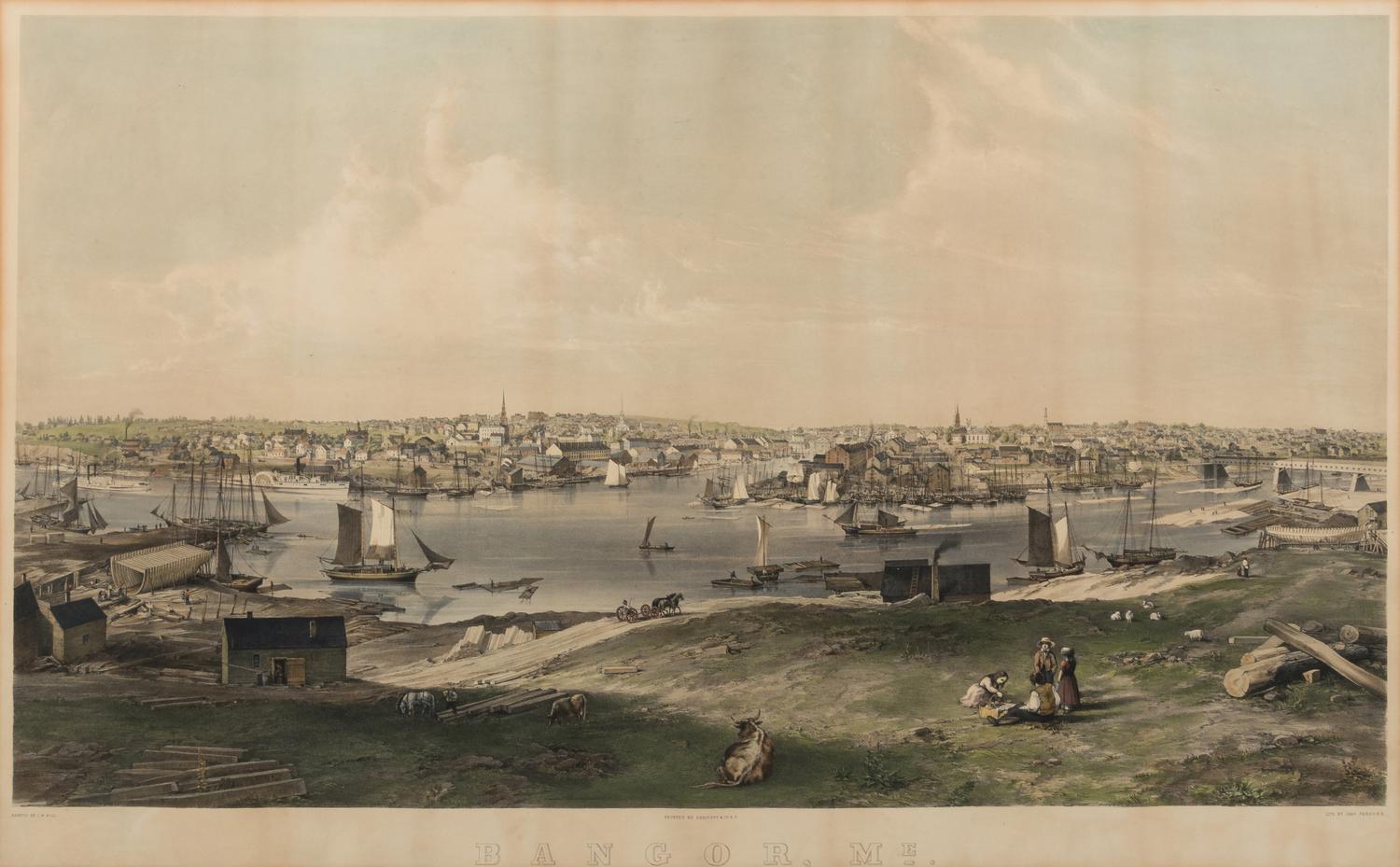 [MAINE]. PARSONS, Charles, lithographer (1821-1910) -- After John William HILL (1812-1879). Bangor, Me. New York: Endicott & Co. for Smith, Brothers & Co., 1854.