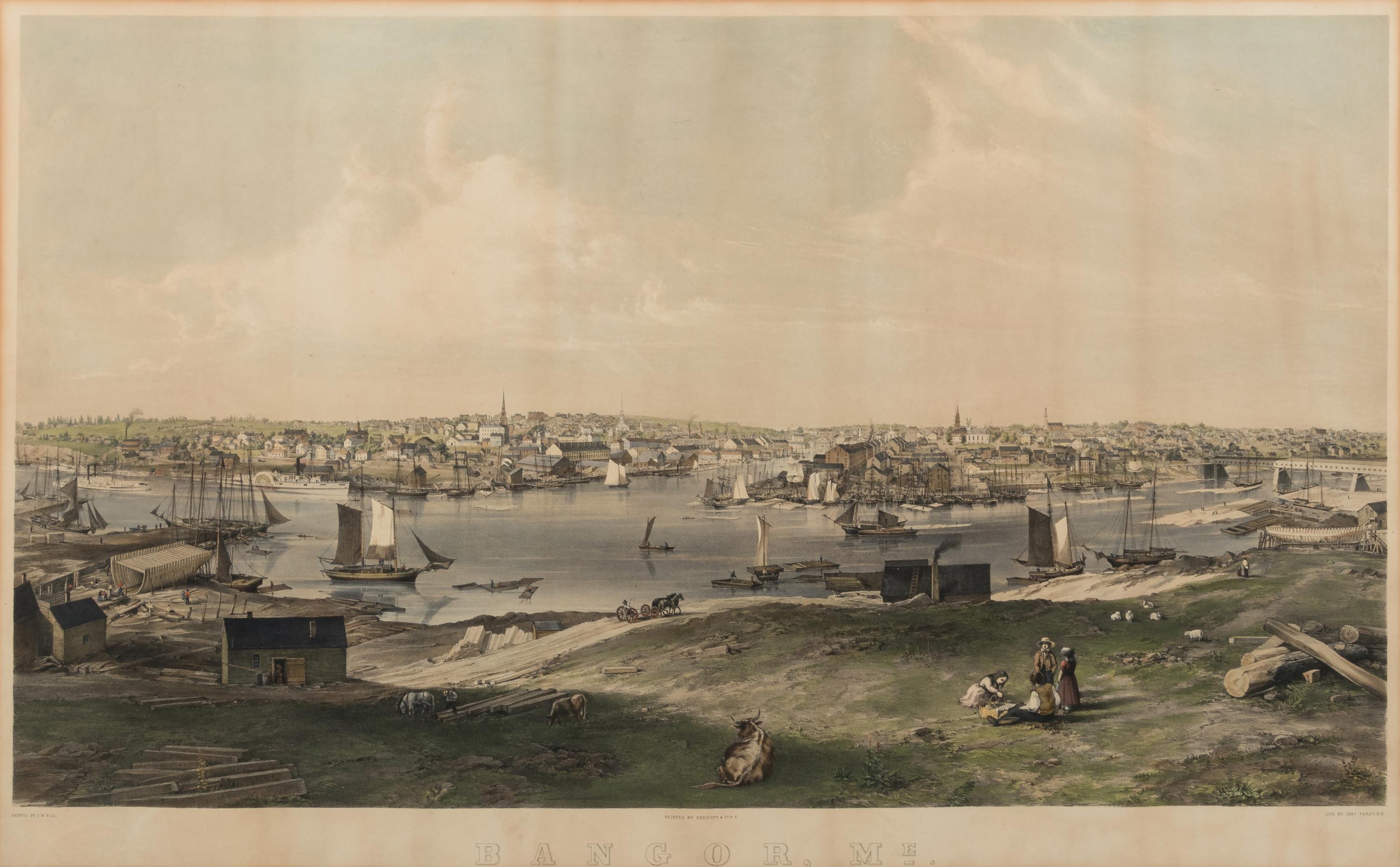 [MAINE]. PARSONS, Charles, lithographer (1821-1910) -- After John William HILL (1812-1879). Bangor, Me. New York: Endicott & Co. for Smith, Brothers & Co., 1854.
