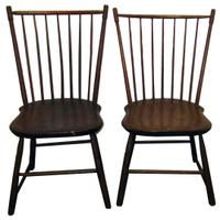 Two rod-back Windsor side chairs branded, "spooner & fitts athol," ma, active 1808-1813