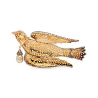 DIAMOND AND GEMSTONE BIRD BROOCH