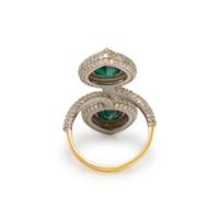 EMERALD AND DIAMOND BY-PASS RING