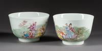 A Pair of Chinese Porcelain Bowls Diameter 5 1/8 inches.