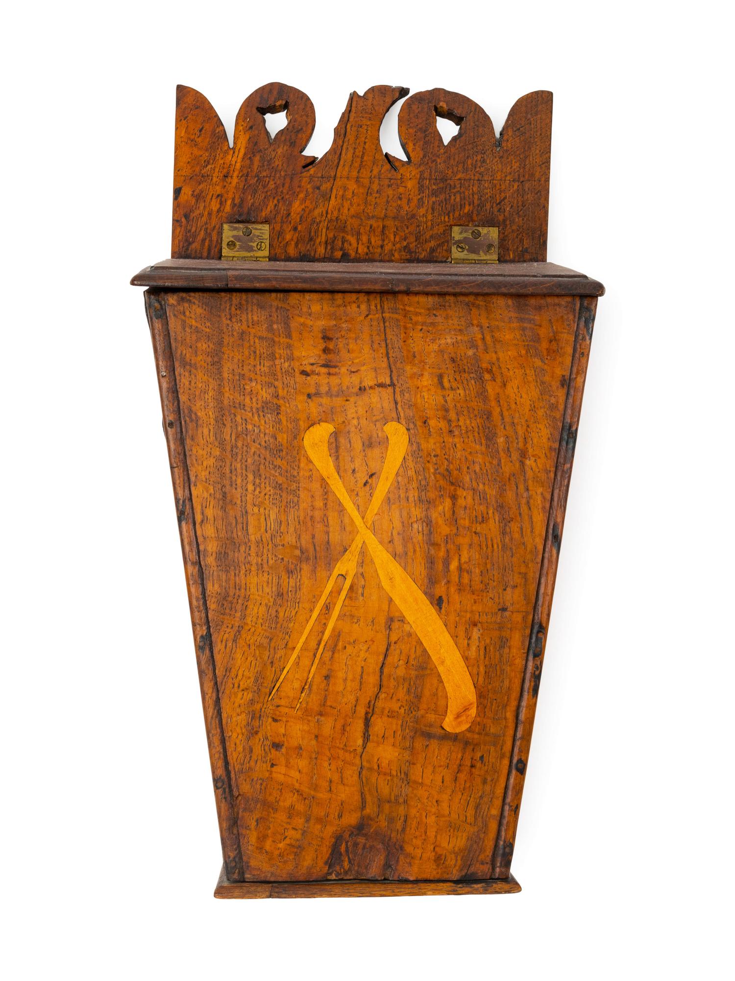 A Marquetry Inlaid Oak Cutlery Box