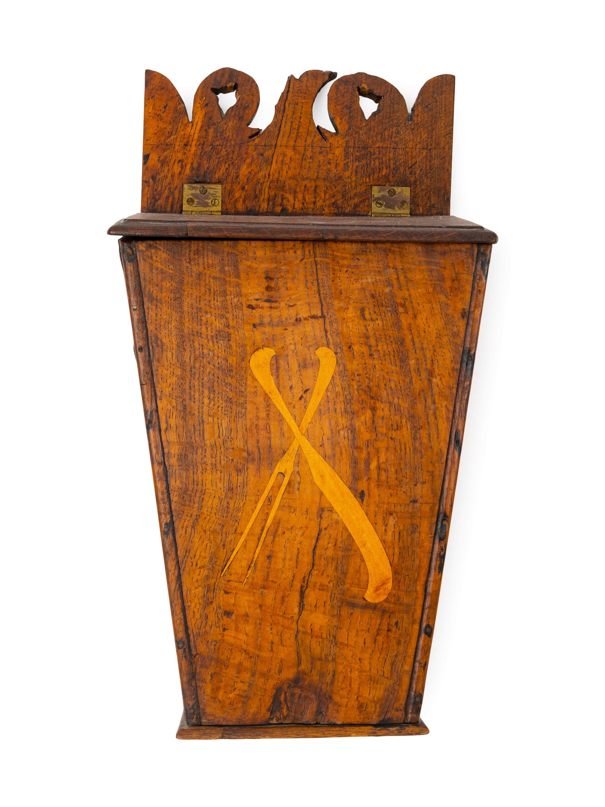 A Marquetry Inlaid Oak Cutlery Box