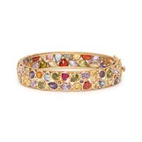 YELLOW GOLD AND MULTIGEM BANGLE BRACELET
