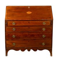 A George III Mahogany and Marquetry Slant-Front Bureau