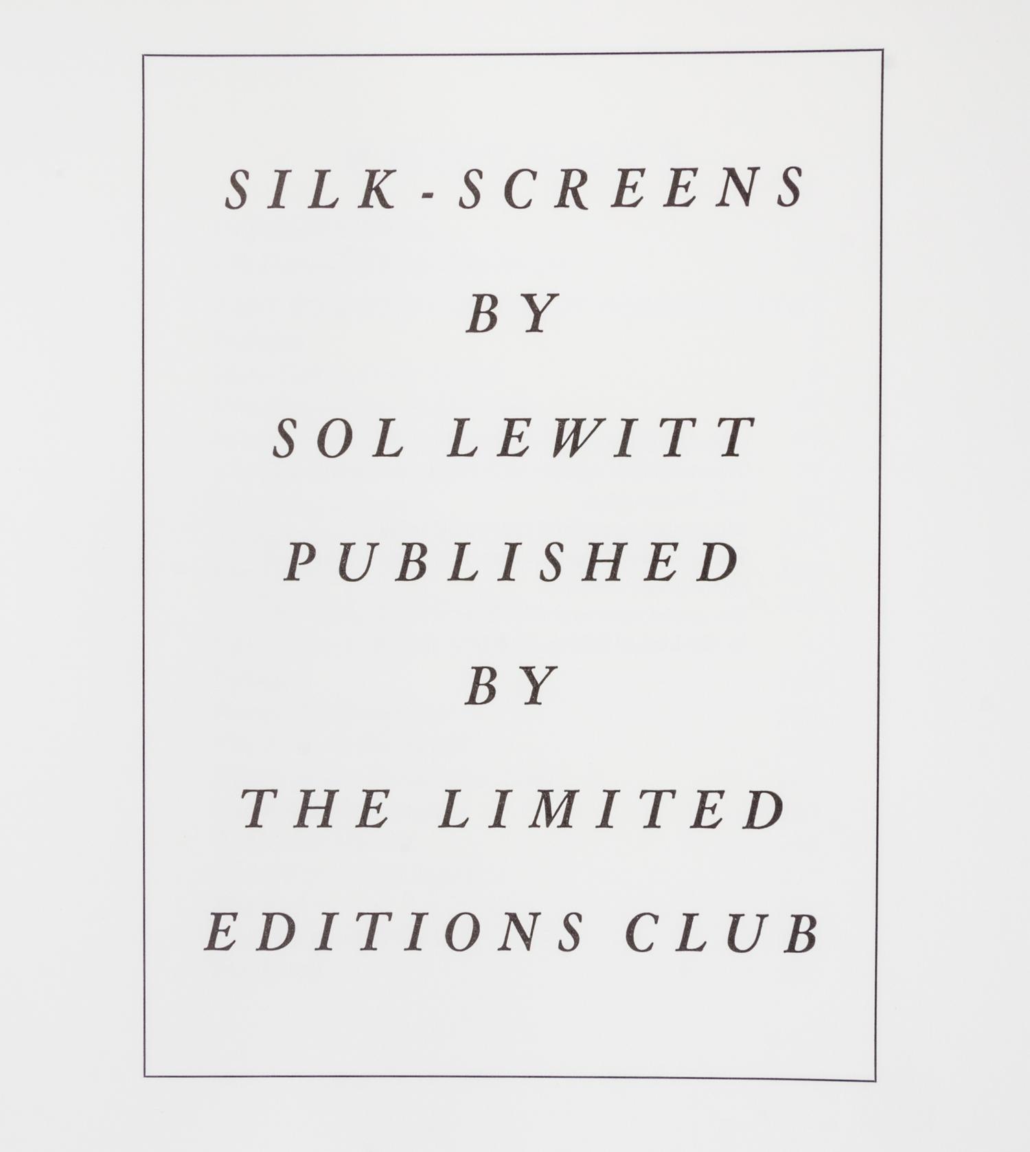 (LEC; LEWITT, SOL) BORGES, JORGE LUIS. Ficciones. New York, 1984. Signed by artist.