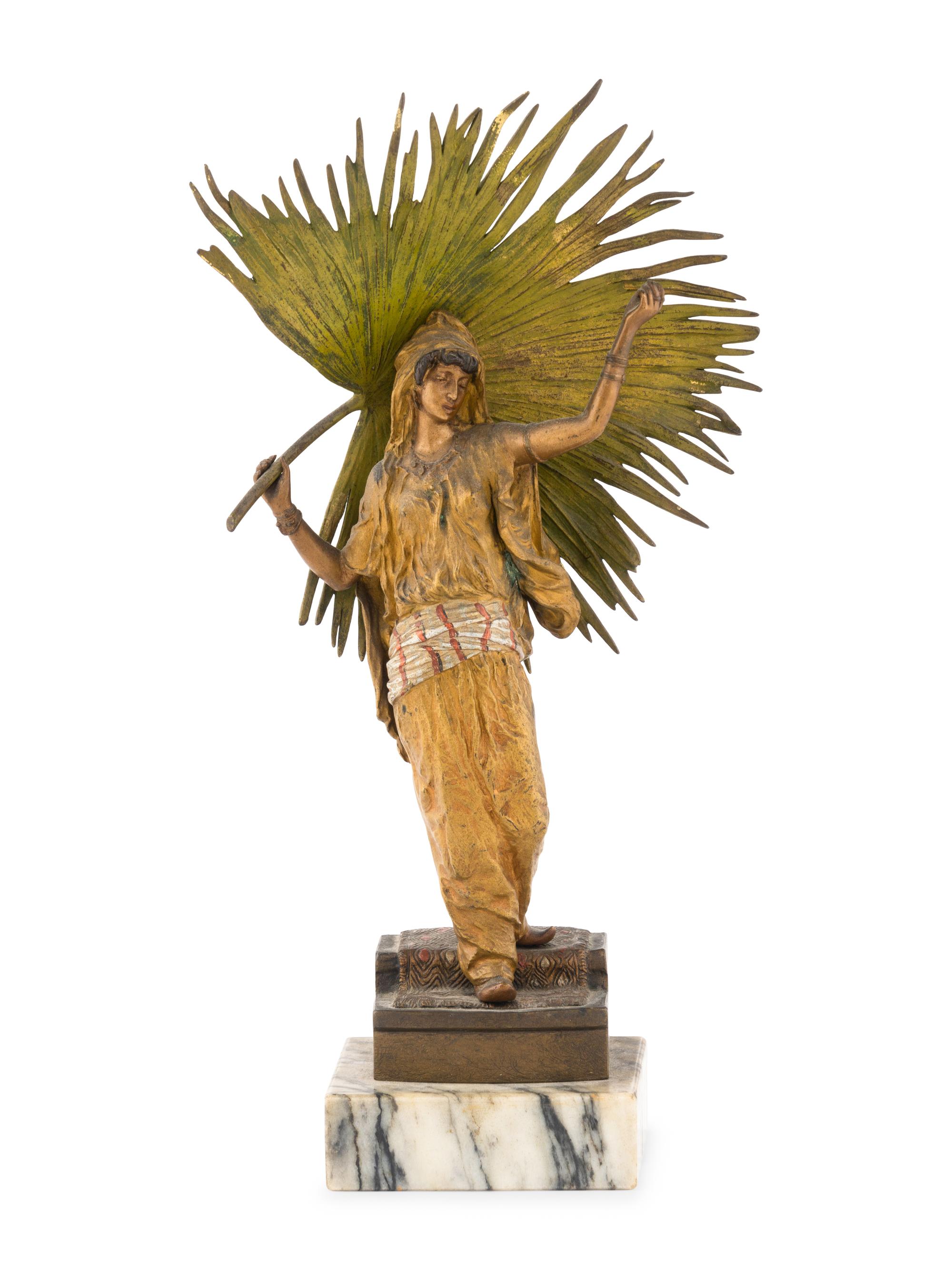 A Franz Bergman Cold Painted Bronze "Palm Leaf Dancer"