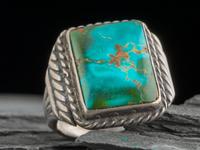 Navajo Silver and Blue Gem Turquoise Ring