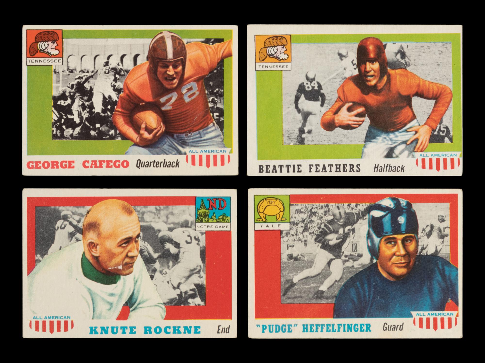 A Group of 36 1955 Topps All American Football Cards (Including Knute Rockne and The Four Horsemen),