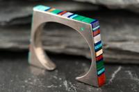 Silver and Mosaic Inlay Cuff Bracelet
