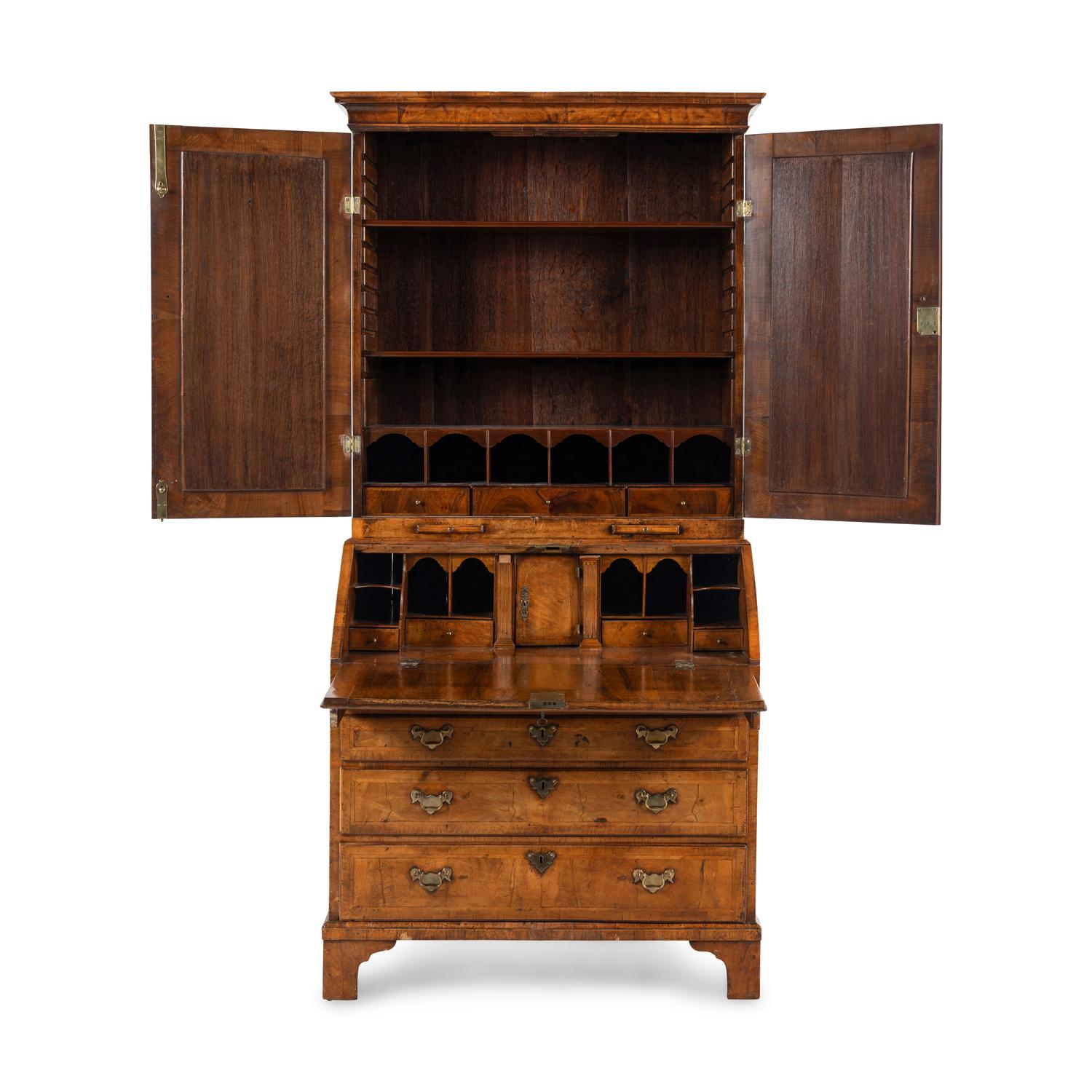 A George II Walnut Secretary Bookcase