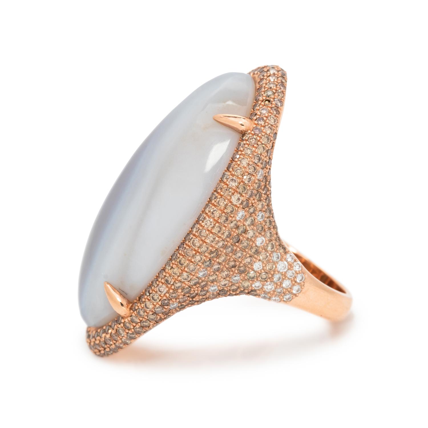 AGATE AND DIAMOND RING
