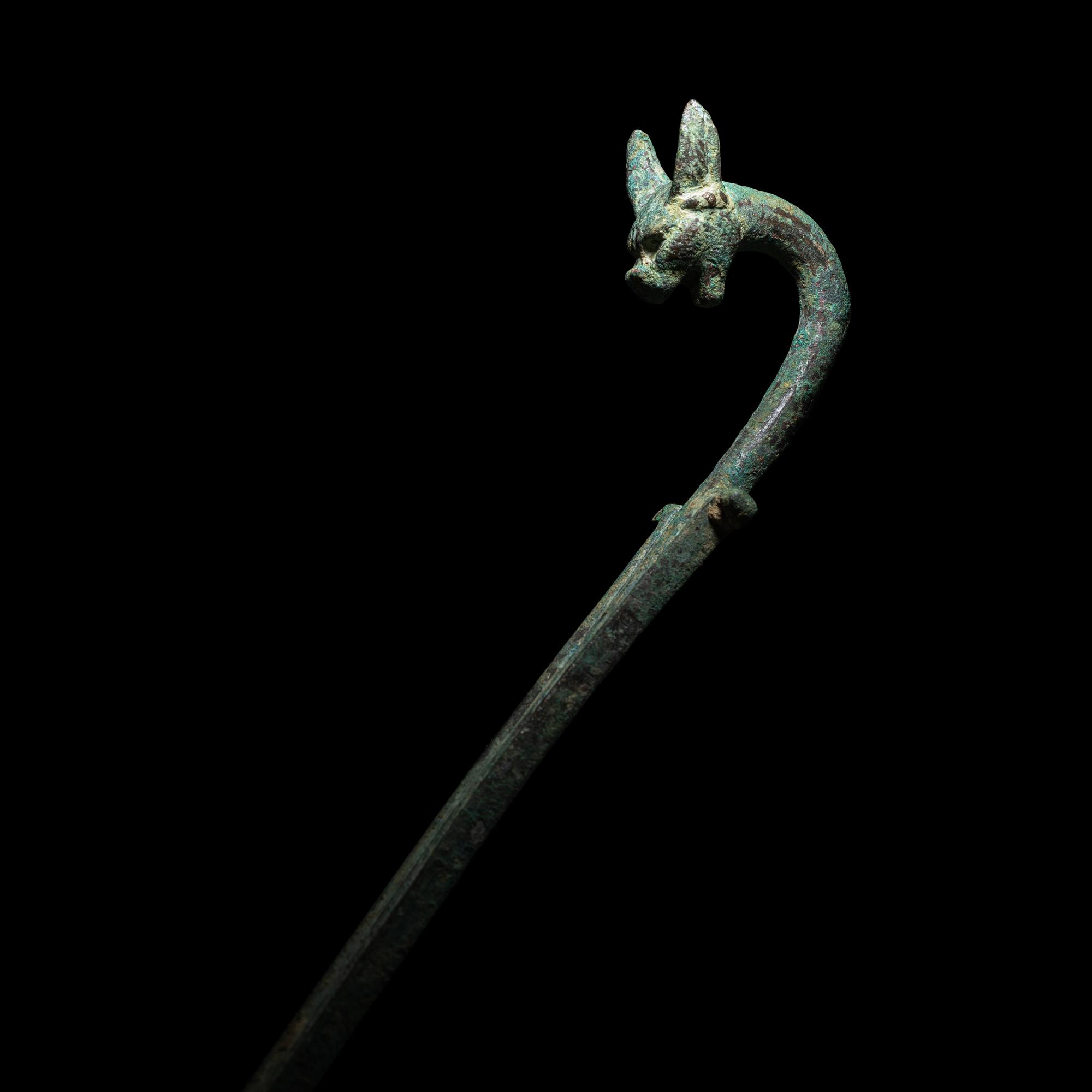 A Roman Bronze Ladle with Panther Handle