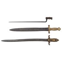 Lot of 3 Edged Weapons, 2 Short Swords and a Socket Bayonet